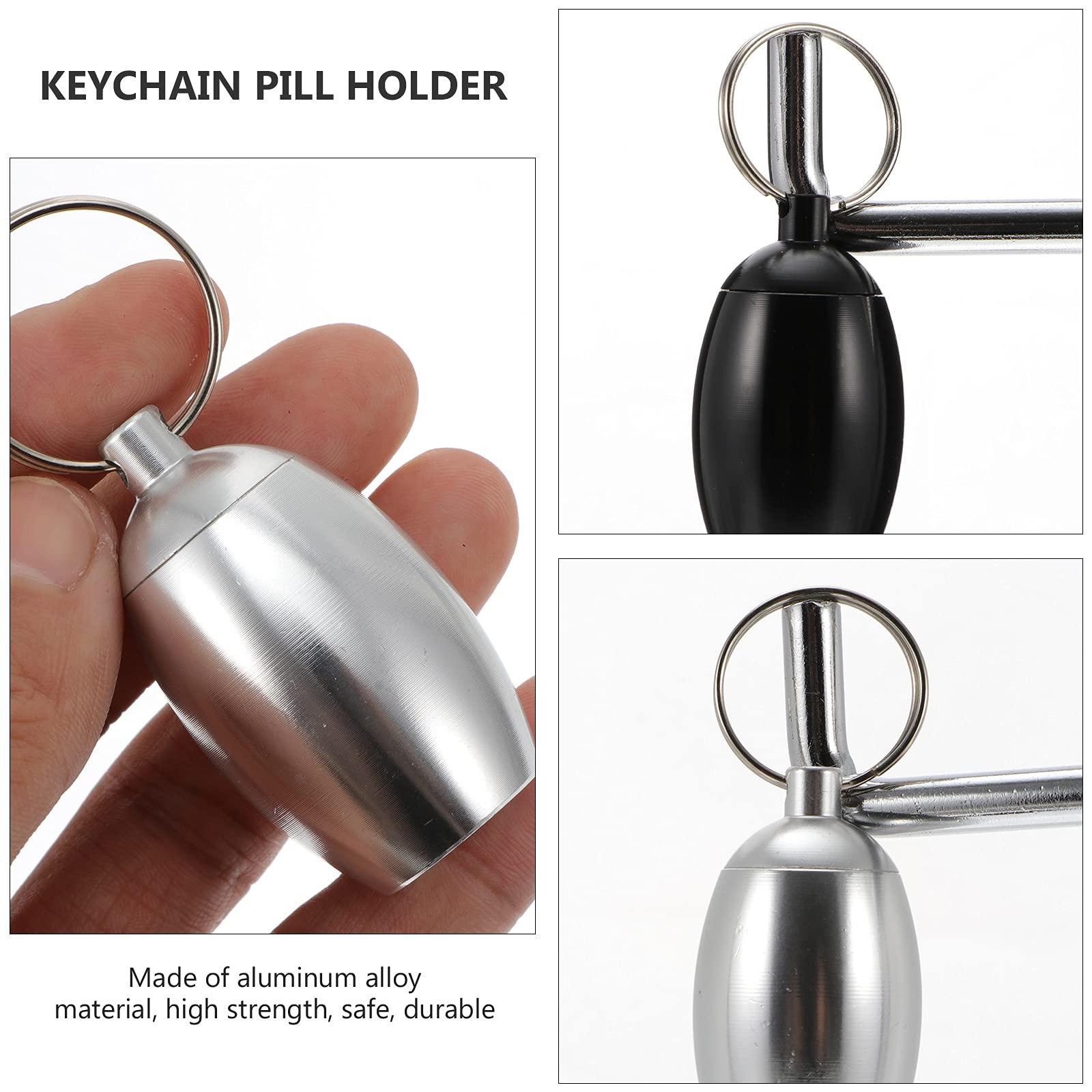 HEALLILY 2pcs Pill Holder Organizer Pill Case Bottle Container with Keychain Pill Box Useful Acessories