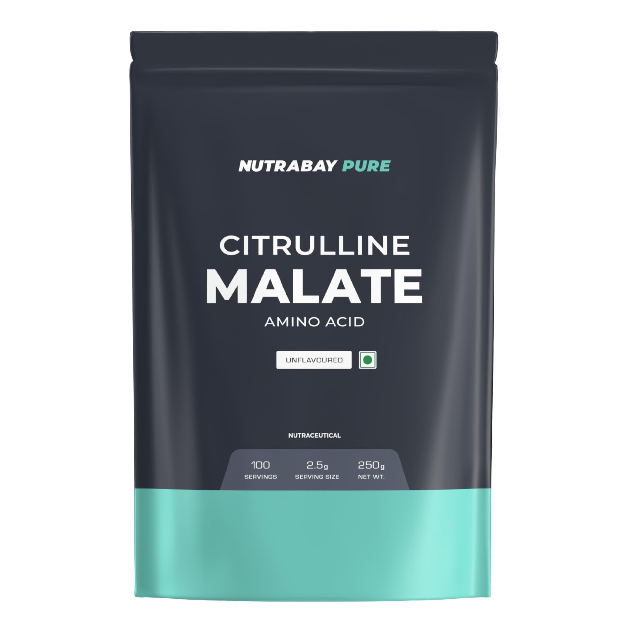 Nutrabay Nutrabay Pure 100% Citrulline Malate Powder - Boosts Nitric Oxide, Pre Workout supplement for Men & Women - 250g Unflavoured