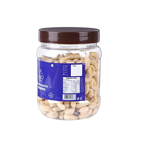 Stories & Ideas SAO Foods Sao Foods Freshly Roasted & Salted Cashews PET Jar 250 gm, Nutrient-Rich, Healthy Snack, Handpicked Cashews, Wholesome and Satisfyingly Crunchy, Gluten-free cashews, Healthy Dry Fruits, High Protein & Fiber, Perfect for Snacking