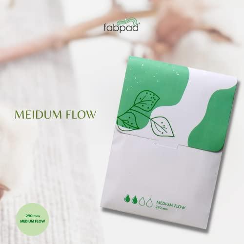FabPad FabPad Organic Cotton Ultra Thin Rash Free Biodegradable Eco-Friendly Sanitary Pads Period Napkins with Disposable Cover (Medium Flow, Pack of 12)