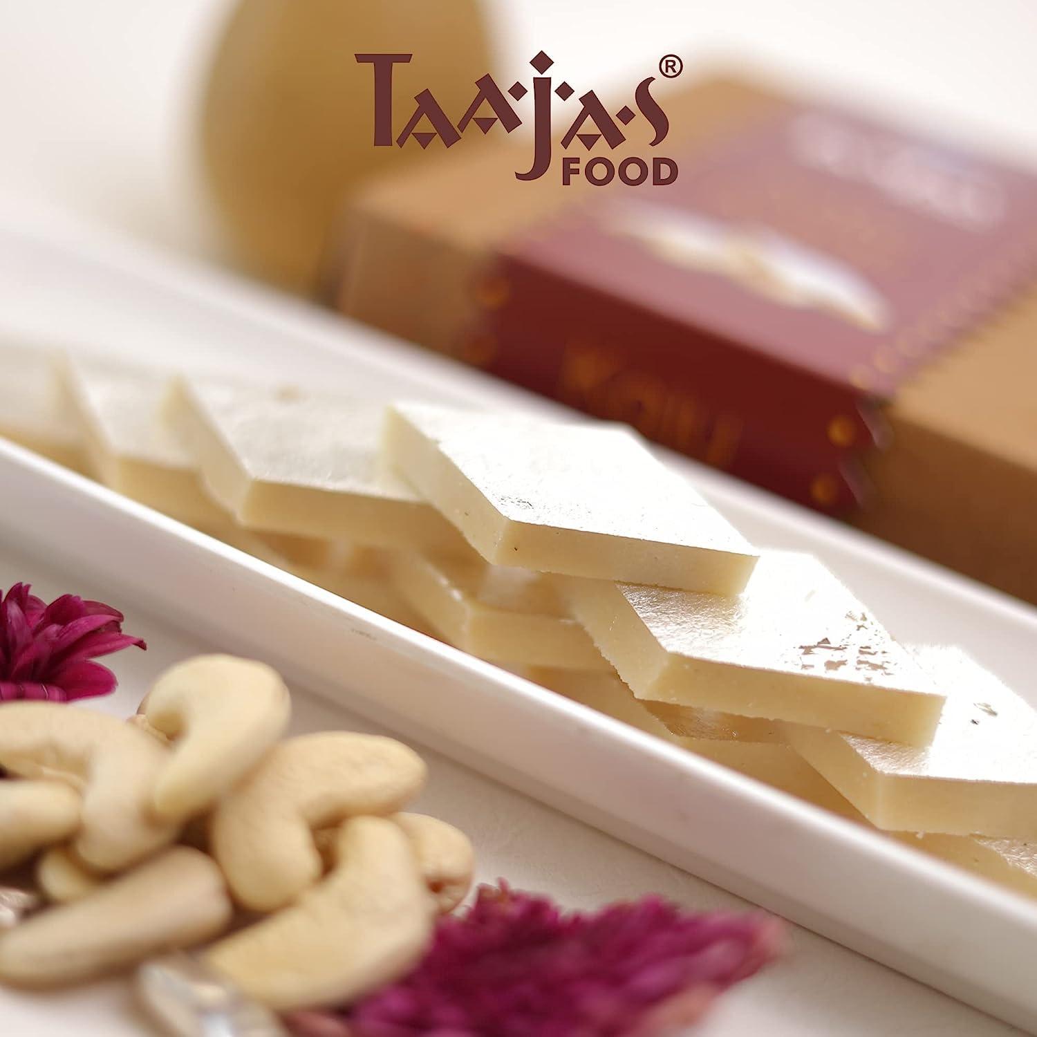 TAAJAS FOOD TAAJAS FOOD Sugar Free Kaju Katli 250g | Gluten Free Indian Fresh Traditional Mithai | Made With Finest Cashews | No Preservatives, Artificial Color, Flavor & Delicious Sweet Taste | Festive Gift Box