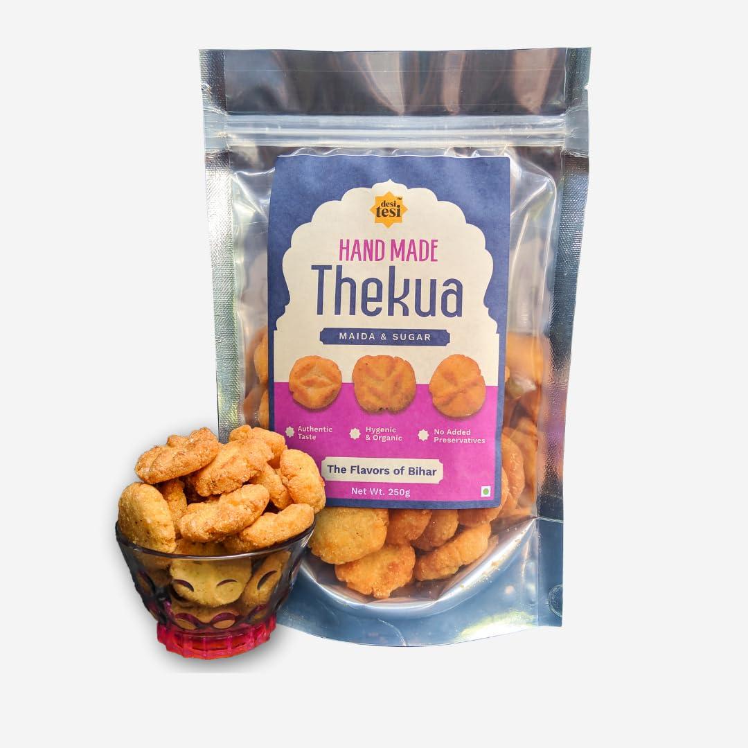 desi tesi Desi Tesi Thekua: Handcrafted Flavors of Bihar | Maida & Sooji Bliss | Preservative-Free Delight | 250g Pack 1