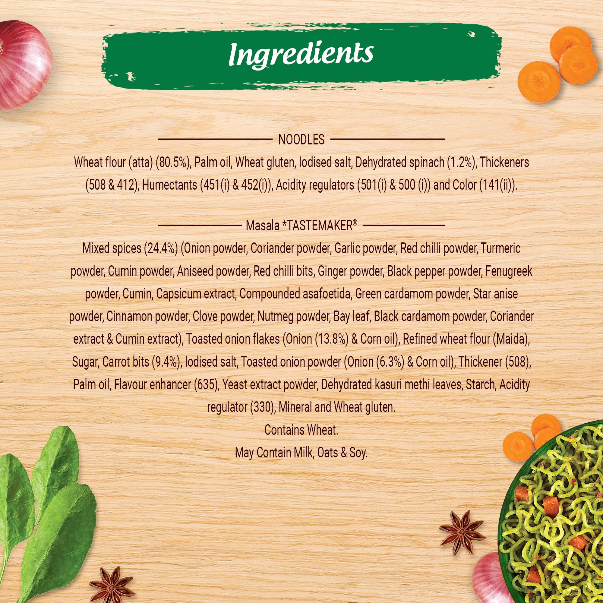 MAGGI Maggi Nutri-Licious Masala Veg Atta Noodles with Spinach Pouch, 72 g