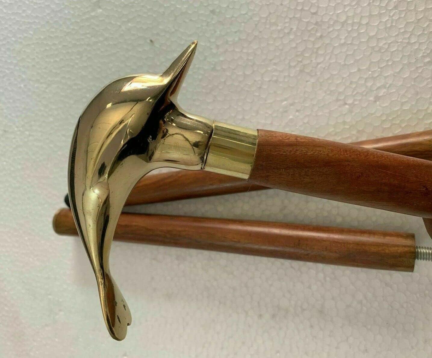 NavaFresh Basics X N Cross Fish Walking Stick Solid Brass Fish Head Handle Cane Walking Stick Solid Vintage Designer Fish Head Wooden Antique Style