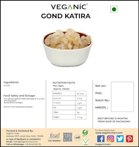 Veganic Veganic Gond/Gund/Gound (Edible Gum) Natural Flavour | Gond Katira | | Tragacanth Gum | Kathila Gum | Kathila Gond | Dink Katora | Gaund Kani (400 g)