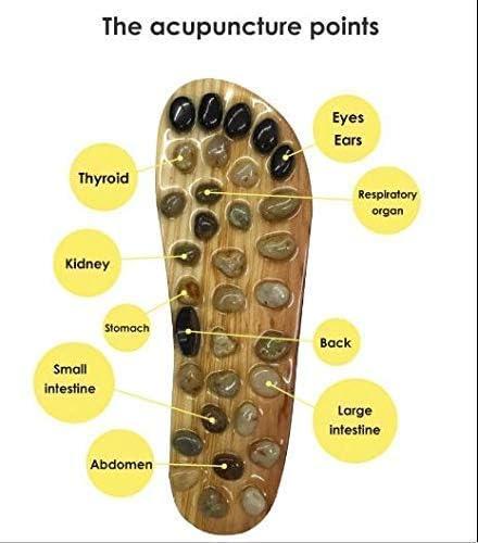 Luxafare Luxafare Fitness Massage Slippers Acupuncture Points Foot Massager Slippers Arch Pain Massage Adult Shoes Pebbles Agate Stone Acupressure Wooden Shoe Men Women (42-43)