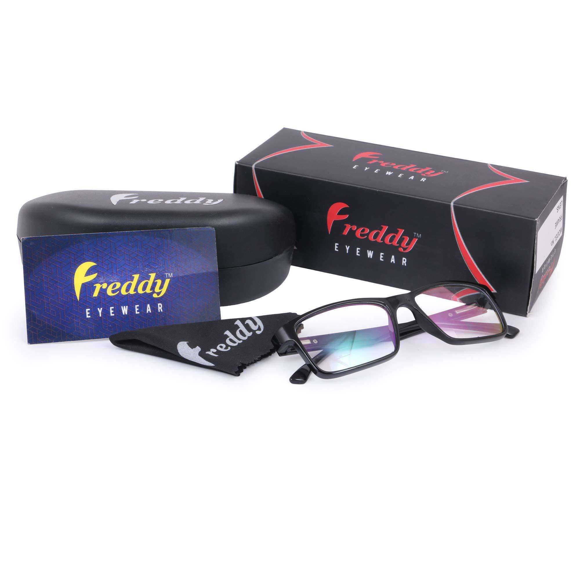 FREDDY FREDDY Unisex Zero & Power Reading Blue Cut Anti Reflection Glasses Full Frame Spectacles Glasses For Mobile Laptop Tablet Computer (Red Stick, 0.75)