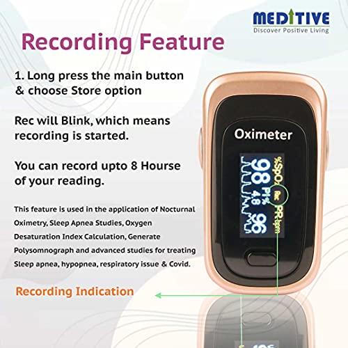 MEDITIVE MEDITIVE Fingertip Pulse Oximeter, SPO2 Blood Oxygen Saturation, Pulse Rate, Perfusion Index (PI), Black