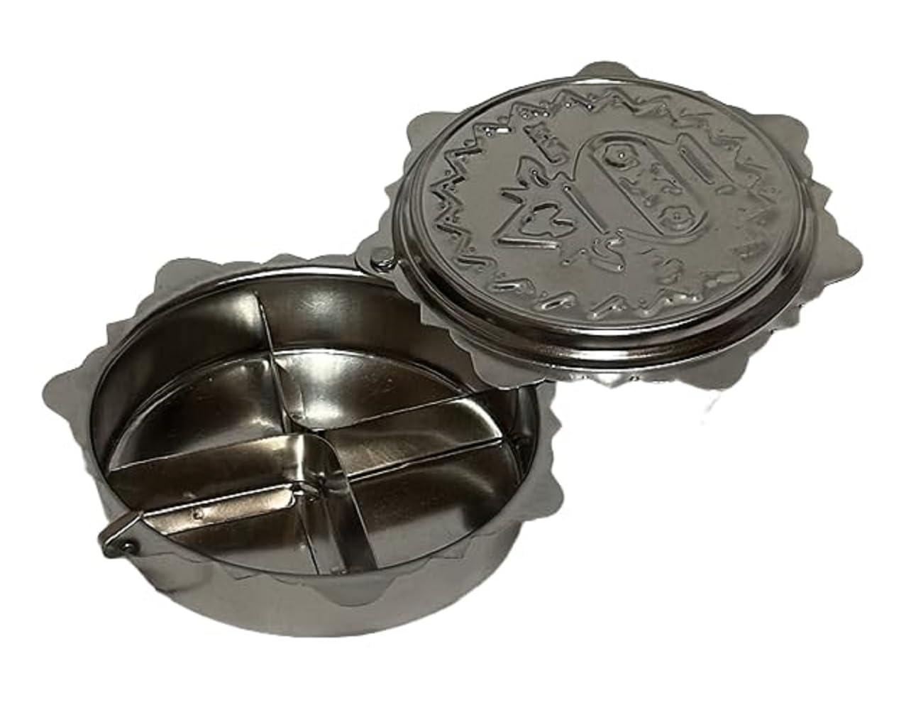 Dynore Dynore Stainless Steel 4 in 1 Haldi Kumkum Dabbi/Tilak Dabbi- Set of 1 Pcs
