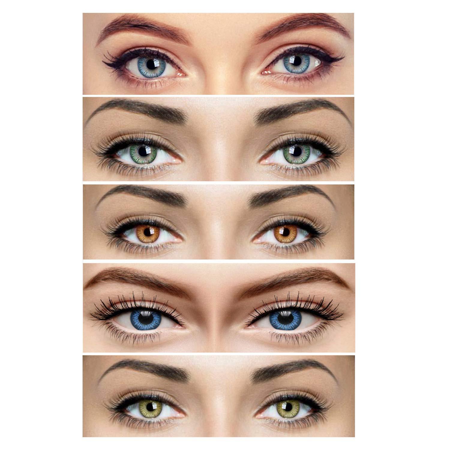 SOFT EYE Soft Eye Combo Pack of 5 Pair Monthly Colored Contact Lens Zero Power with Lens Case (Aqua-Green-Hazel-Honey-Blue)