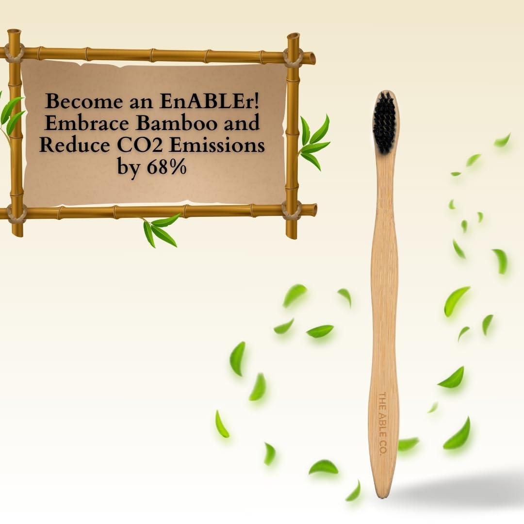 Generic The Able Co. Biodegradable and Environment Friendly Bamboo Toothbrush And Co. Biodegradable Dental Floss Picks Combo Pack of 2