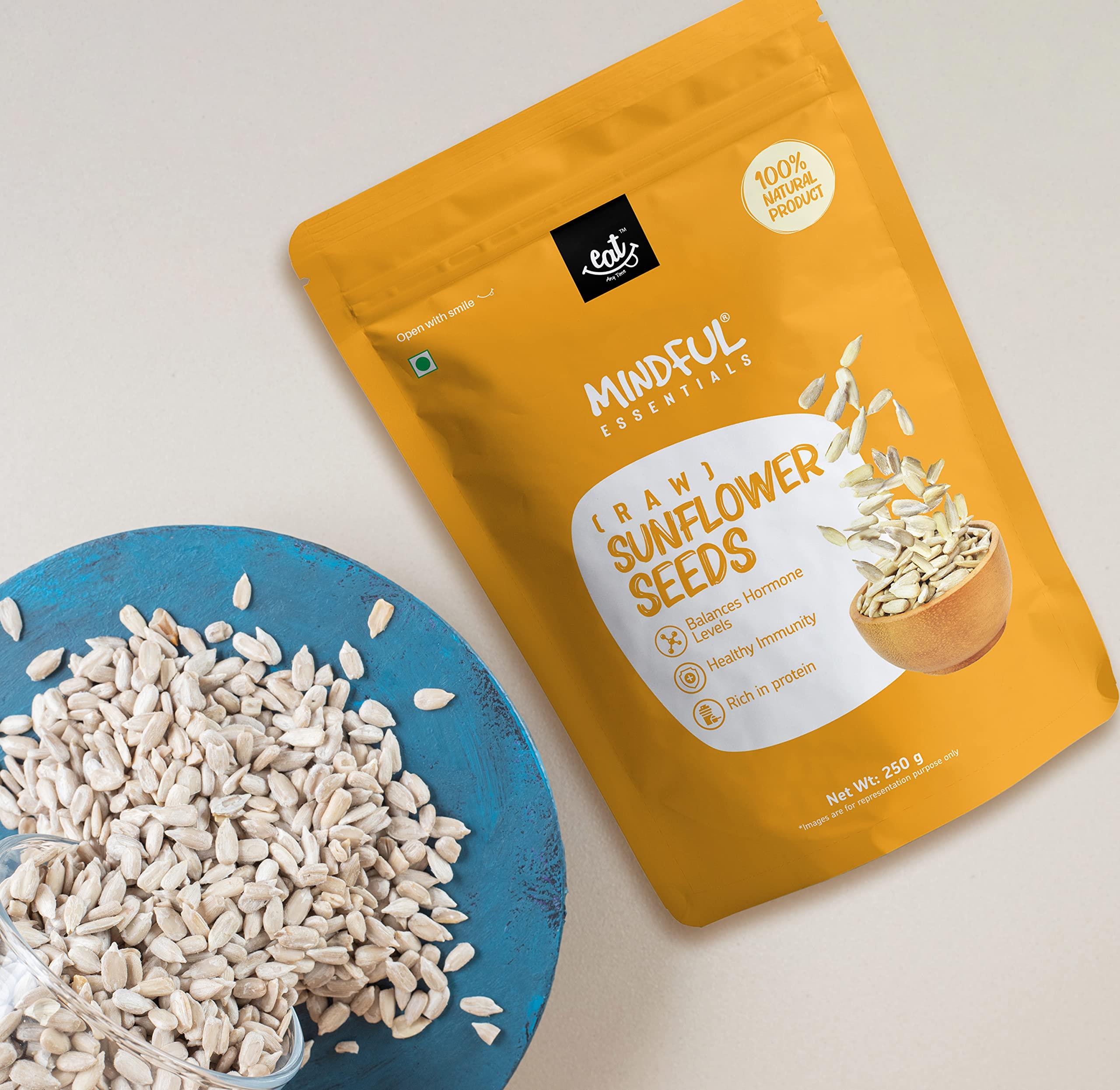 EAT Anytime Eat Anytime Mindful Helathy Raw Sunflower Seeds | High Protein & Fiber | Gluten Free | Healthy Snack For Breakfast & Diet | Rich in Minerals | Raw Sunflower Seeds - 250gm