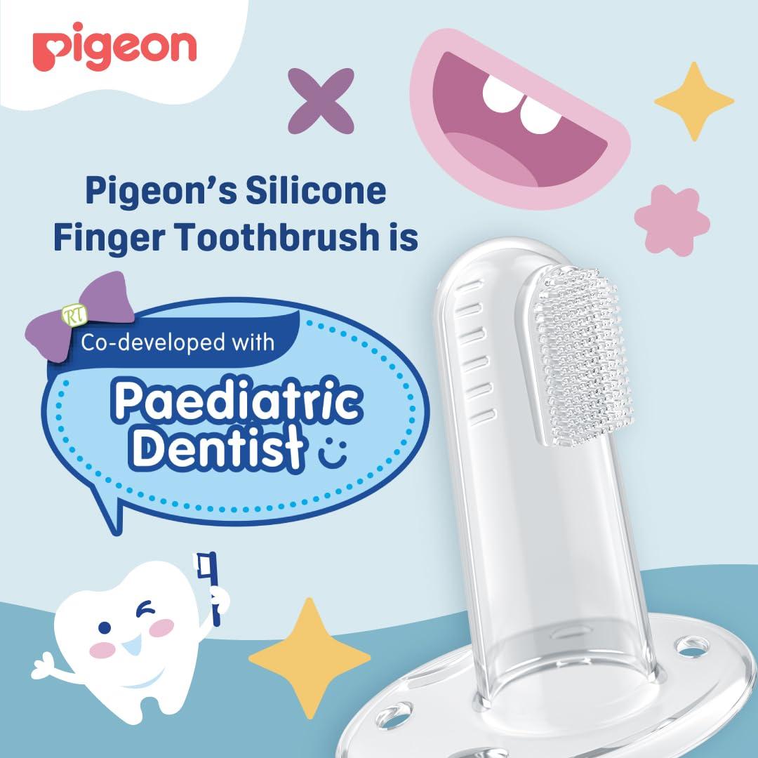 Pigeon PIGEON BABY SILICONE FINGER TOOTHBRUSH FOR 3+ MONTHS BPA FREE WITH 0-4 MILK TEETH