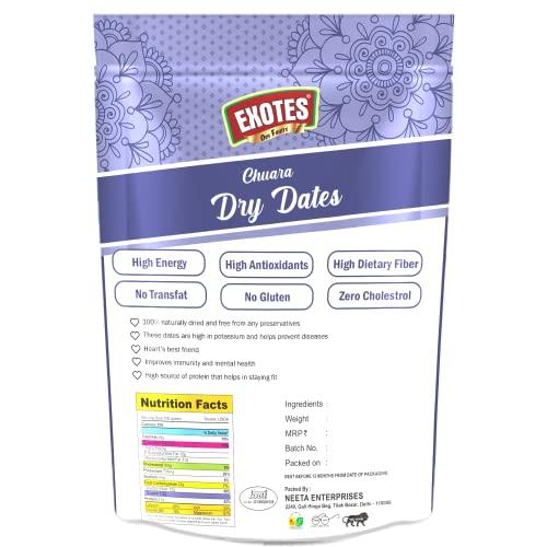 Exotes Exotes Premium Dry Fruits (Dry Yellow Dates/ Peela Chuara), 2 X 250 g