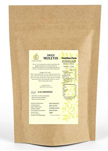 A D FOOD AND HERBS A D Food & Herbs Organic Mulethi | Licorice | Yashtimadhu | Glycyrrhiza Glabra Dried Roots ( 200 GMS )
