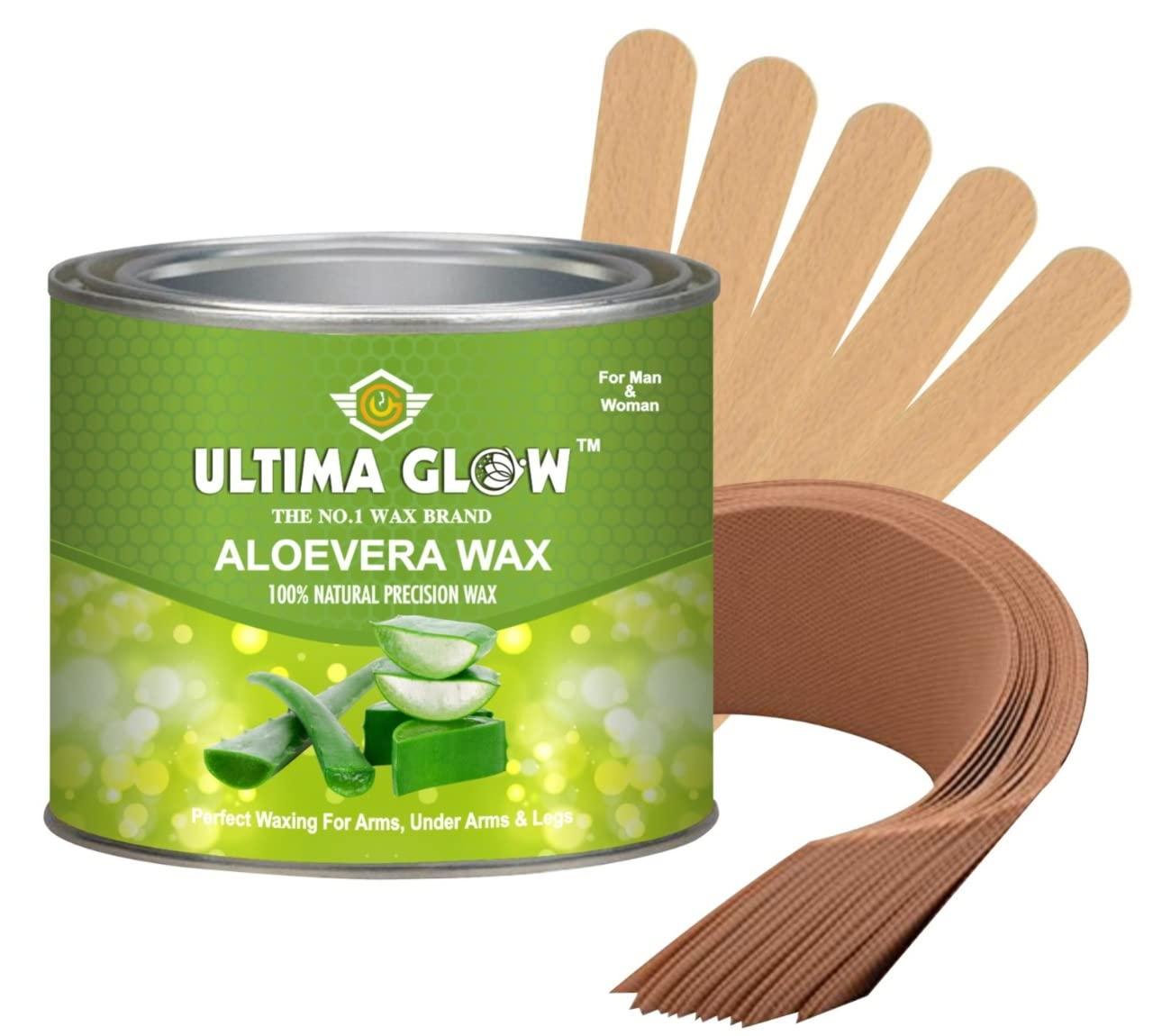 ULTIMA GLOW ULTIMA GLOW aloe Vera strip and stick wax 600 gram wax for all skin wax full body wax Tan Removal, unisex adult