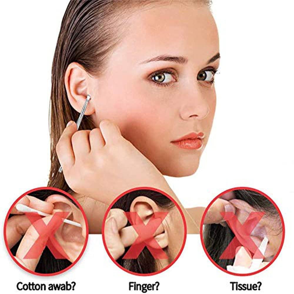 GOLD MAX GOLD MAX Ear wax removal kit, reusable ear cleaning tools with a small brush and portable storage box, stainless steel ear cleaners pick tools set of 6pcs to effectively remove accumulated