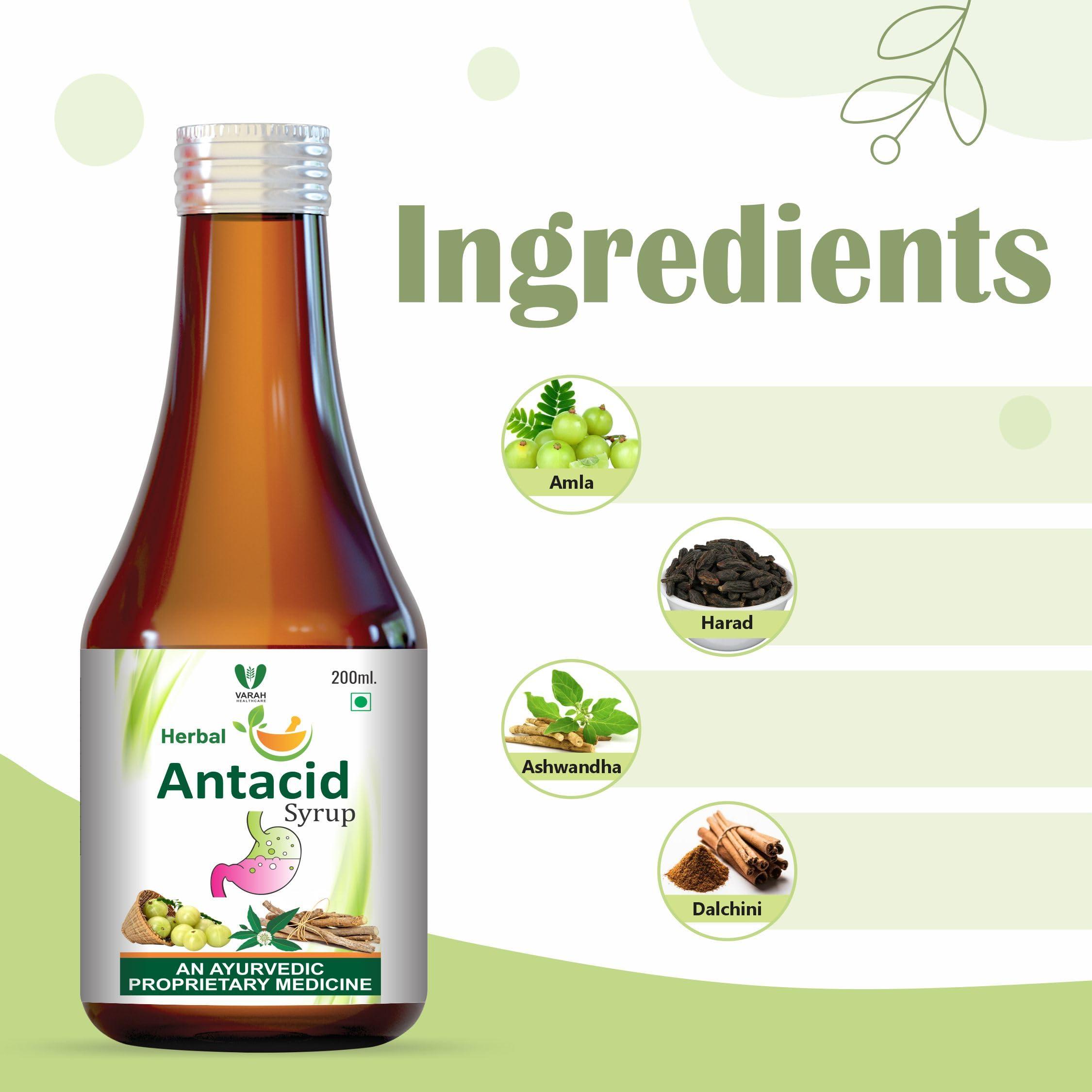 VARAH Varah Healthcare - Natural Antacid for Indigestion | Herbal Antacid Syrup for Heartburn & Acidity Relief | Ayurvedic Digestive Support | 200ml