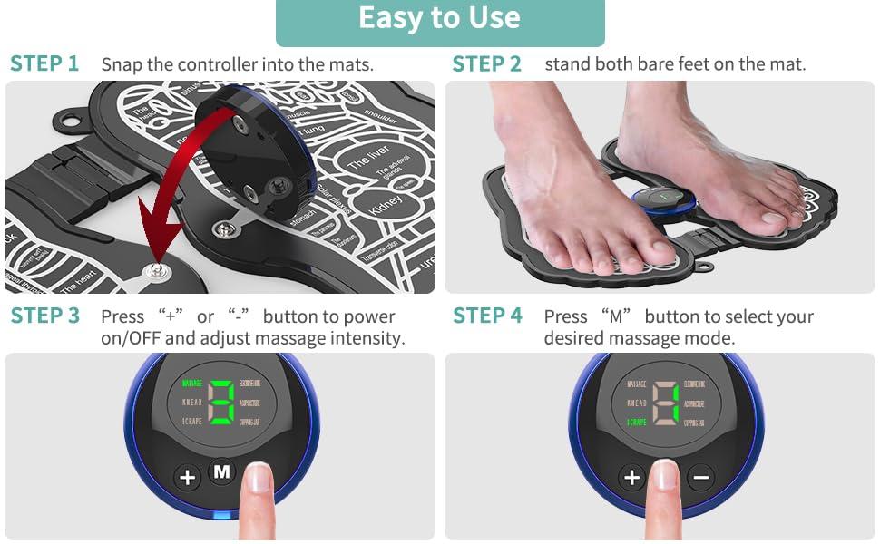 ONESTA Onesta EMS Foot Massager Mat for Neuropathy Foot Massager for Pain Plantar Relief, Improve Circulation, Muscle Relaxation, Portable & Rechargeable Feet Massager Heavy PVC Pad with 8 Modes &19 Levels