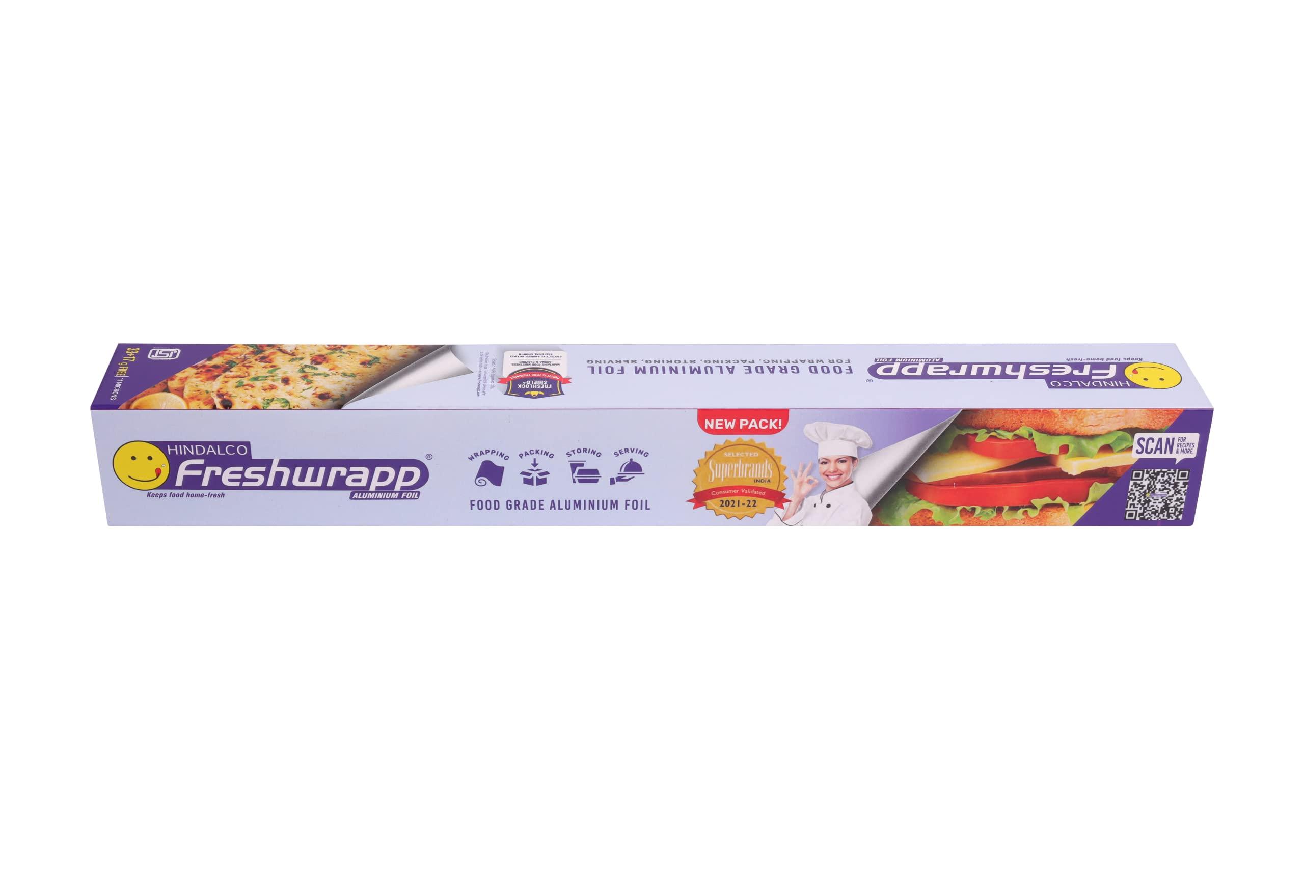 HINDALCO HINDALCO Eco-Friendly Freshwrapp Aluminium Foil/Aluminium Foil Paper/foil Paper for Kitchen/Disposable/Food Parcel/Fresh Food/33 Gm and 50% Extra Free Inside_Silver-Combo Pack of 3 (3317003)