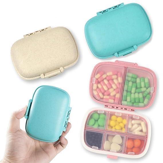 TERXA TERXA Travel Pill Organizer | 8 Compartment Pill Case | Small Medicine Storage Organizer | Portable Vitamin Holder Container | Supplements Supplies (Pack of 1,Multicolor)