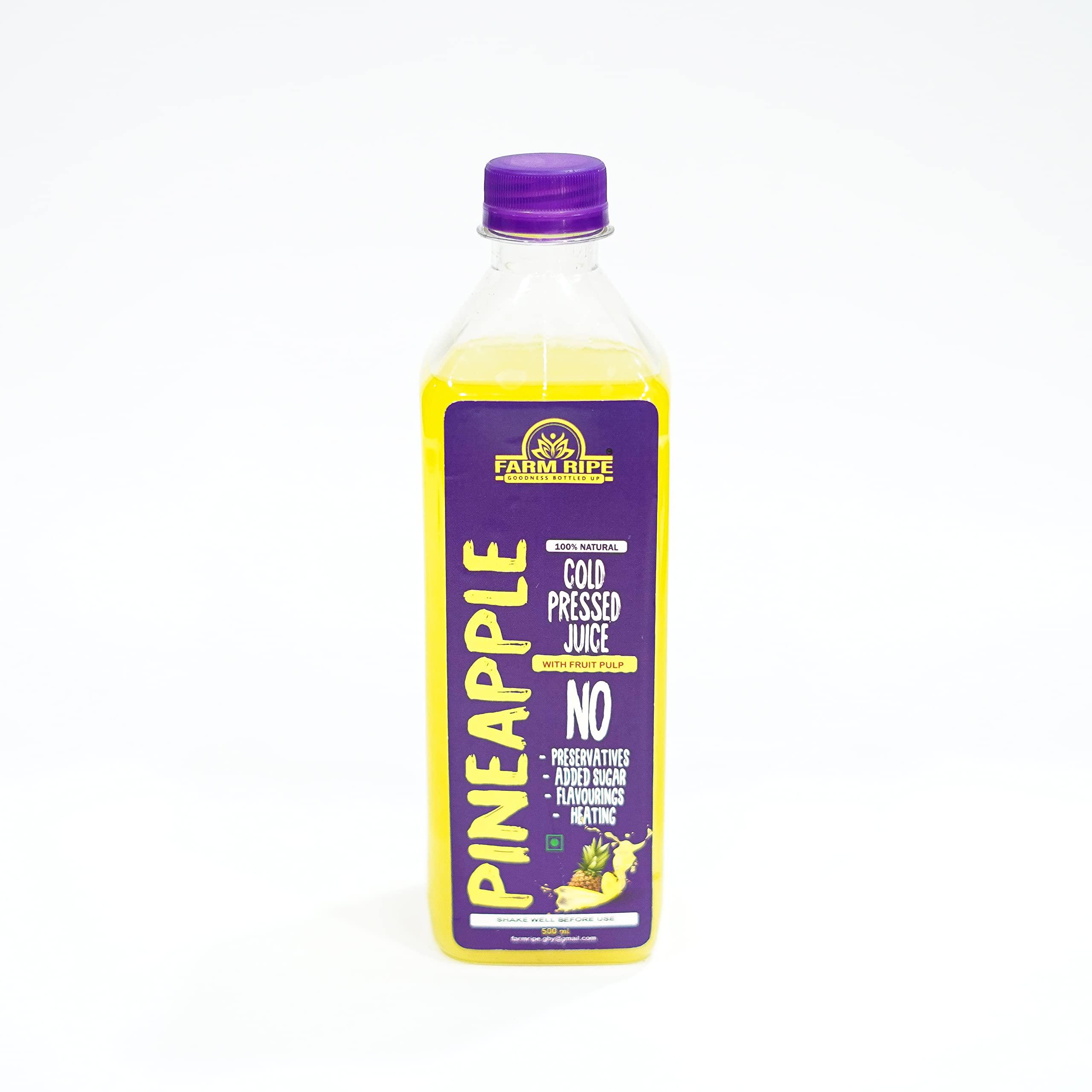 Farm Ripe Pineapple Cold Pressed Juice | No Added Sugar | 70% concentrate 30% juice | 100% Naturals | Rich In Vit C