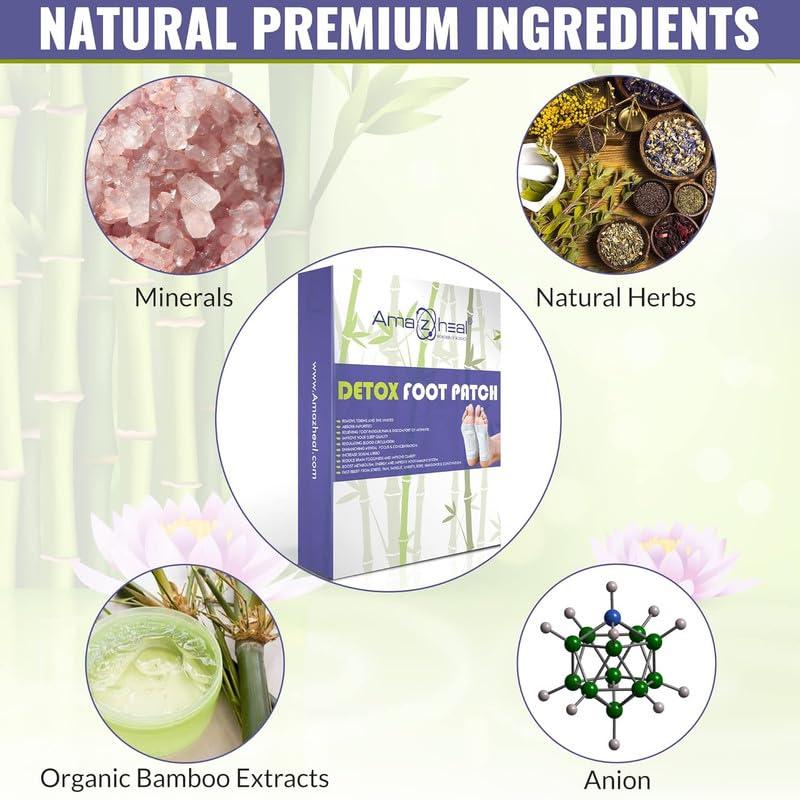 AMAZHEAL AMAZHEAL Premium Detox Foot Pad, Cleansing Toxin Remover Foot Patches, Organic Patch, For Men & Women (1 BOX = 30 Patches For 15 Days)