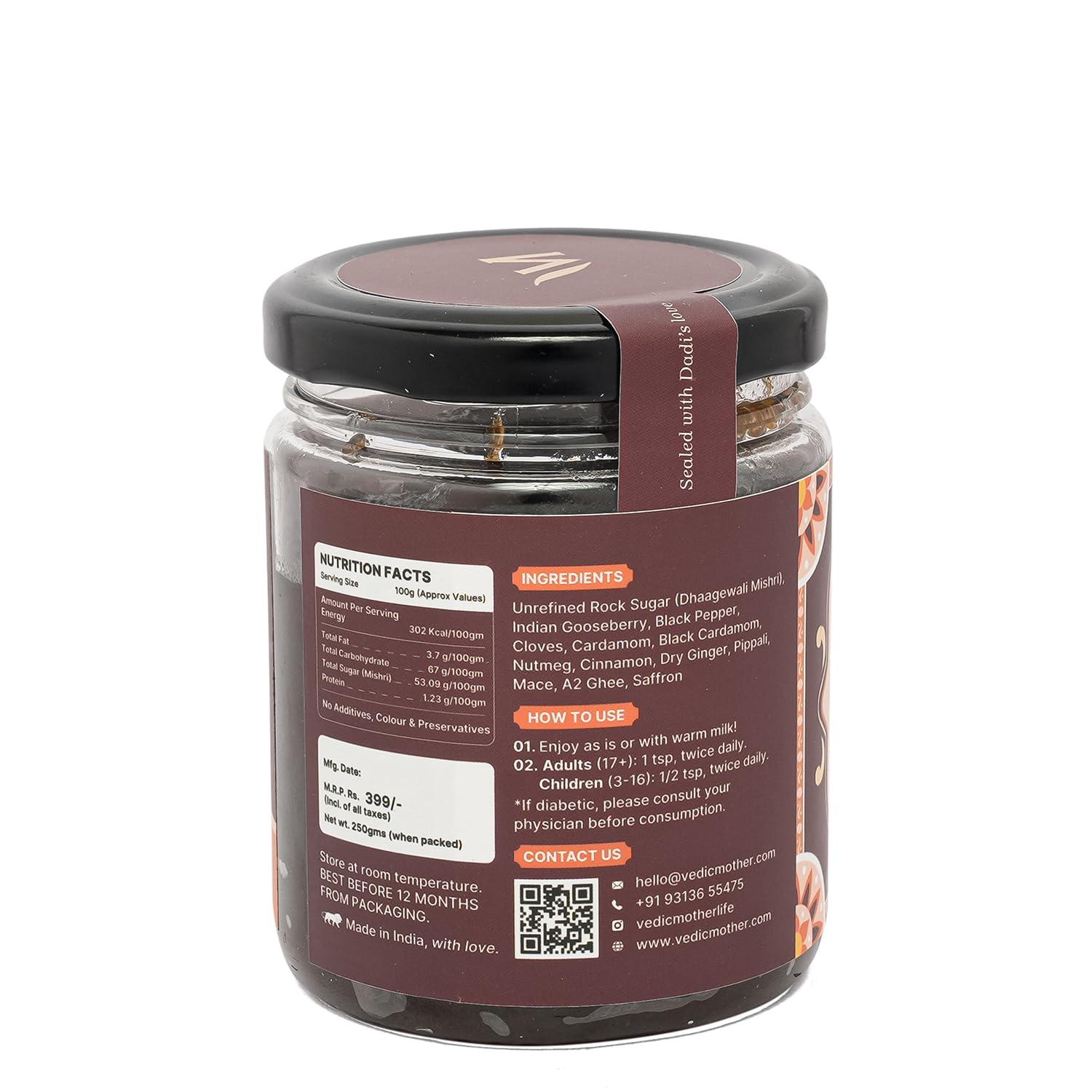 Vedic mother Vedic Mother Homemade Chyawanprash 300GM | 2X Immunity Booster with Zinc Vitamin C, Pure Cow Ghee | Helps Build Strength and Stamina | Made With Hand Picked Ayurvedic Herbs Without Additives