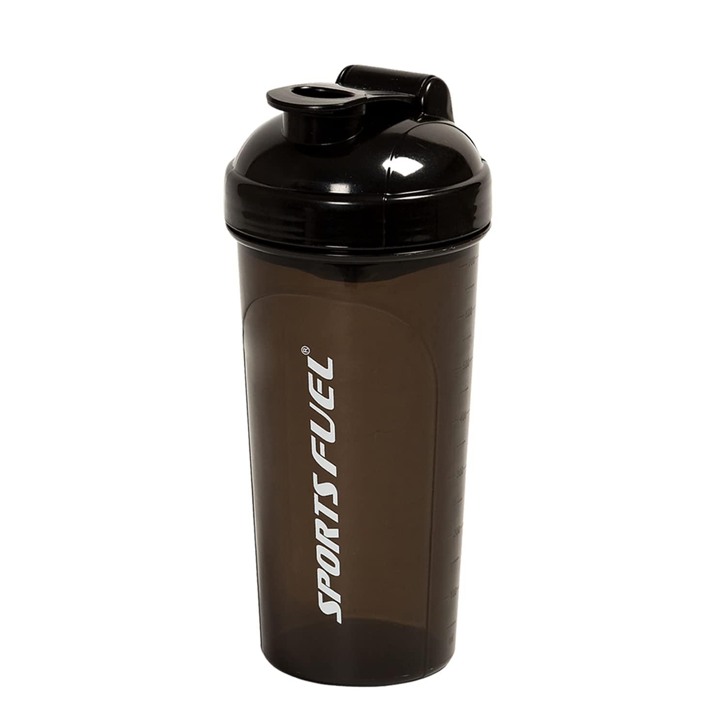 SportsFuel Sports Fuel Shaker Bottles Workout Supplement Protein Shake Gym Water Bottle Gym Sipper Bottle for Men & Women, BPA Free (700 ml) (Black)