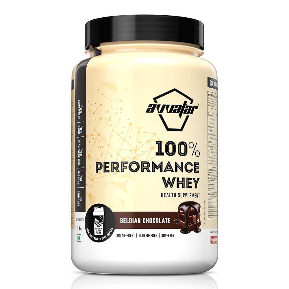 avvatar avvatar PERFORMANCE WHEY PROTEIN | 1KG | Belgain Chocolate Flavour | 22g Protein | 28 Servings