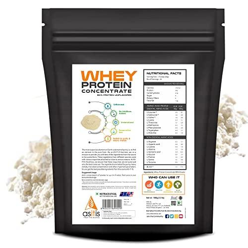 Asitis Nutrition AS-IT-IS Nutrition Whey Protein Concentrate 80% Unflavoured, Labdoor Certified (Whey Protein 1kg + BCAA 250gms)