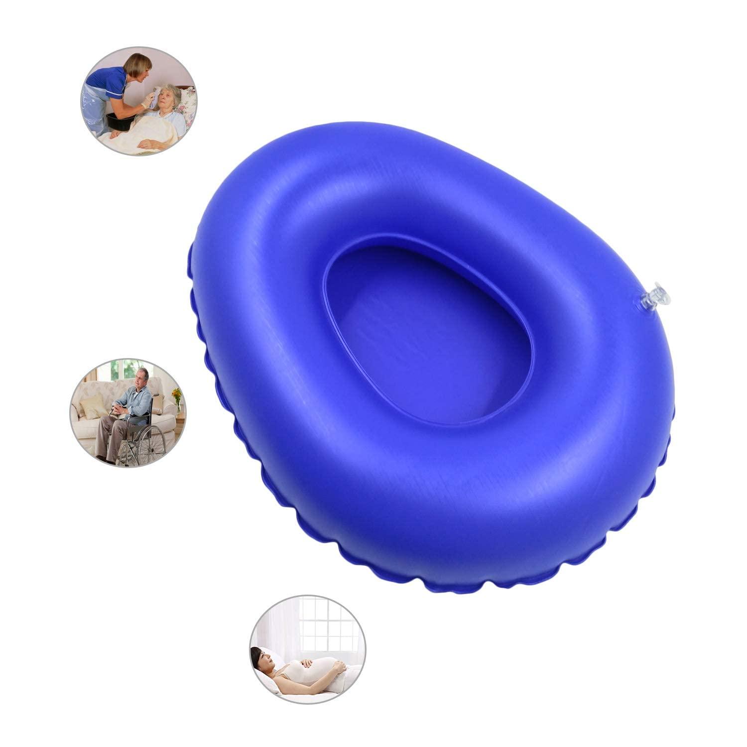 LiXiongBao LiXiongBao Portable Air Bedpan, Inflatable Cushions Potty for Home Hospital Elderly Bedridden, Washable Air Inflation Bed Pans for Females, Inflatable Stool Toilet Nursing Toilet (Blue)