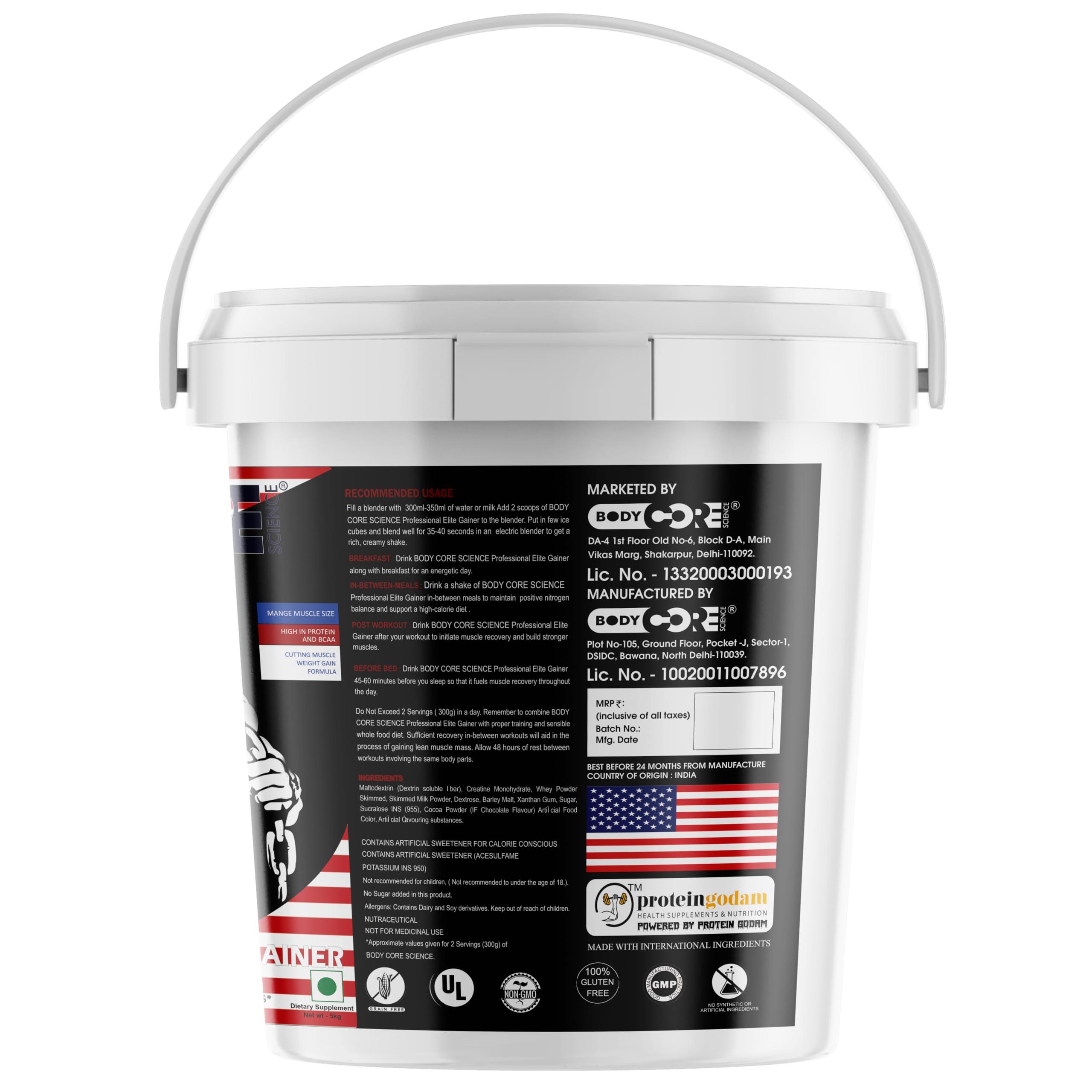 Body Core Science Body Core Science Professional Elite Gainer-5Kg,+Shaker