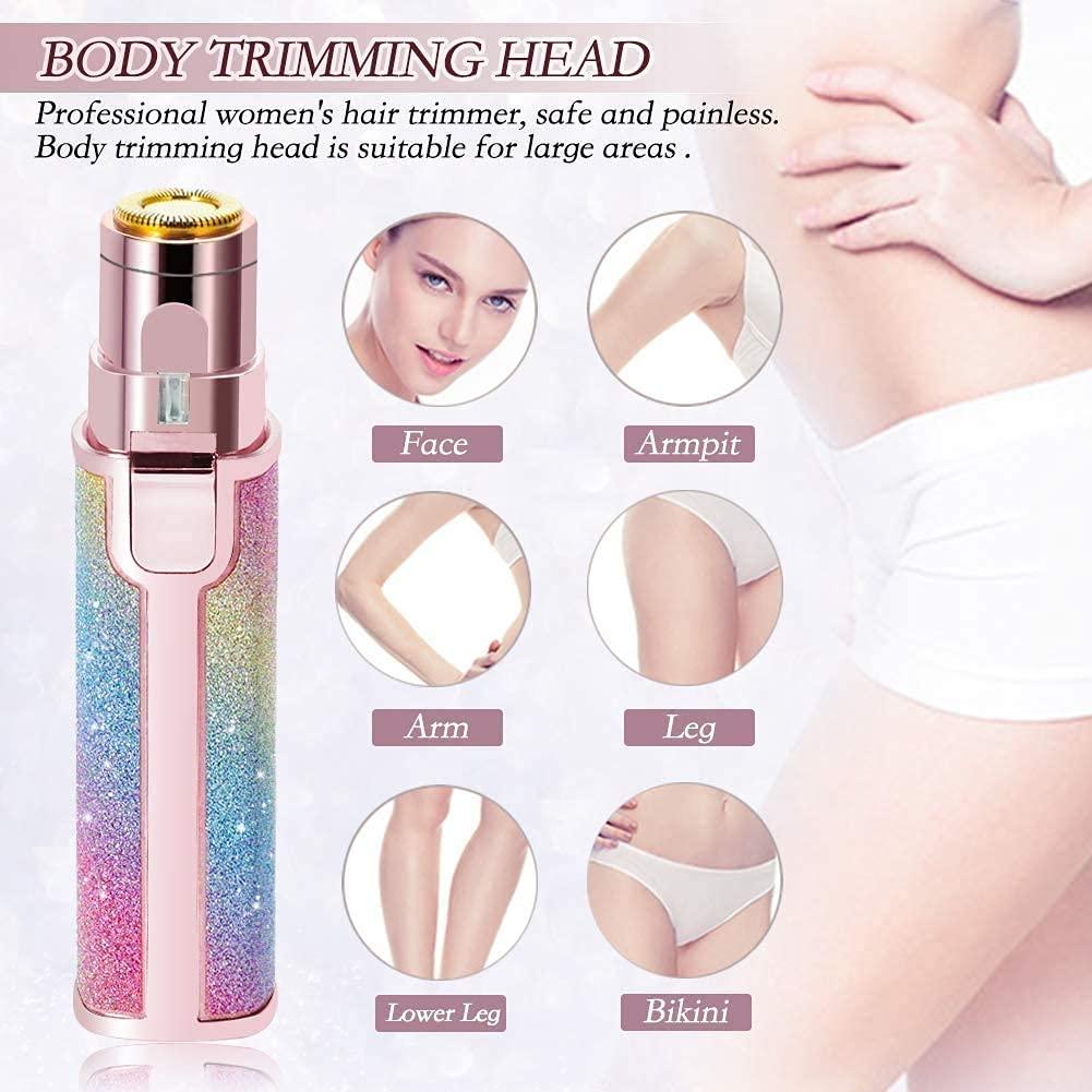 ADICTUM ADICTUM Portable eyebrow trimmer for women, epilator for women, facial hair remover for women,Face, Lips, Nose Hair Removal Electric Trimmer with Light (Pink) (2 in 1 Eyebrow Trimmer)