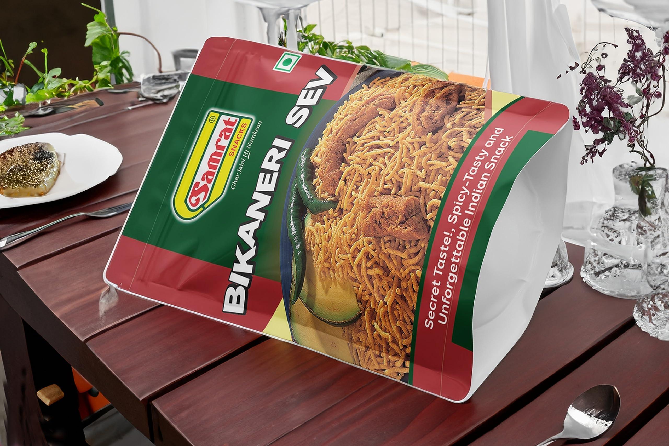 SAMRAT SAMRAT| BIKANERI SEV Crazy Slims Tangy & Crispy Taste Namkeen|Ghar Jaisi Hi Namkeen|Healthy Snacks|Every Day Fresh Indian Snacks |Traditional Indian Snacks| (400G)