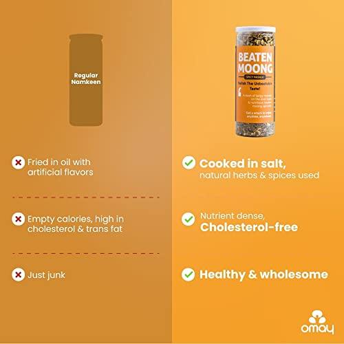 Omay Foods Omay Foods Roasted Moong Jor, 140g Jar (Pack of 4) | Healthy Snack, 100% Oil-Free | Roasted Snack - Cooked in Salt I Full of Protein