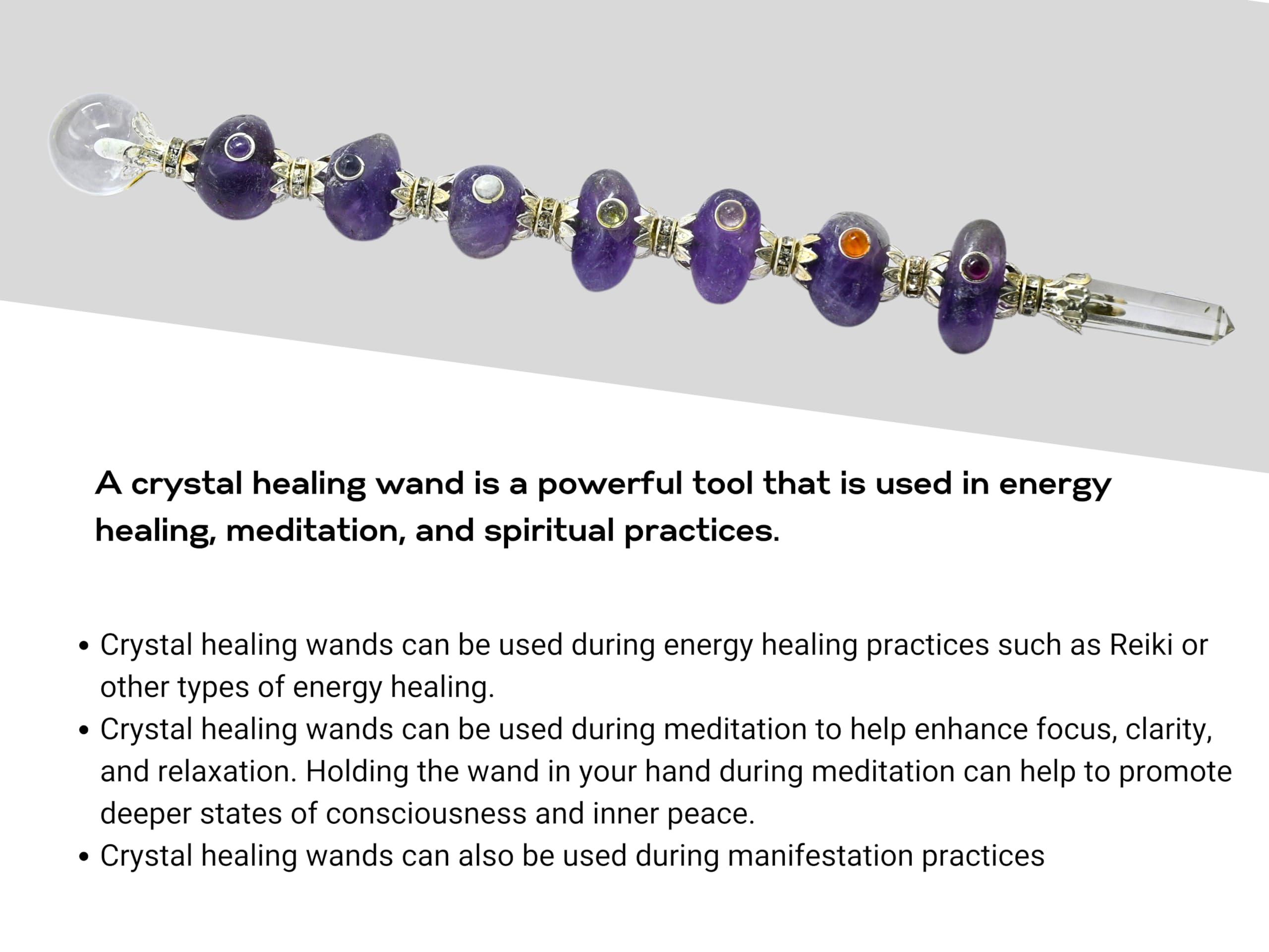Crystal Heaven Crystal Heaven Certified Chakra Wand Healing Crystal Wands-Amethyst Tumbled Stones Crystal Wand For Meditation,Healing,Yoga,Magic And More-Crystals And Healing Stones Gift