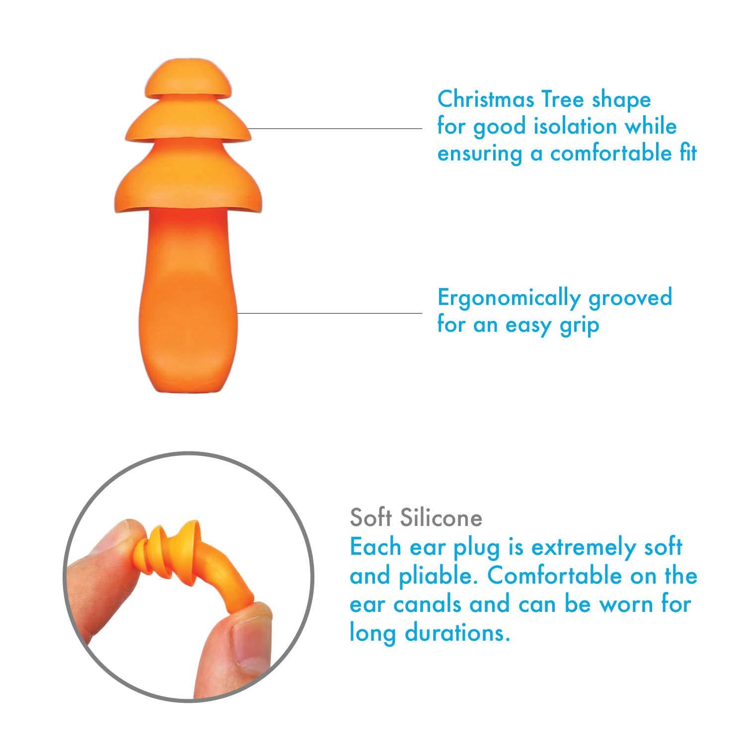 Millennial Essentials 25 Pairs Corded Ear Plugs Soft Silicone Reusable Earplugs Noise Cancelling for Hearing Protection, Sleeping (Blue)