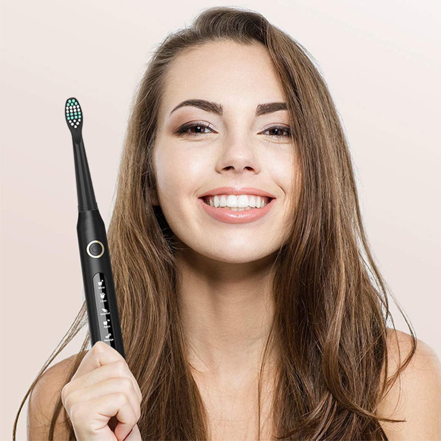 Senyum Senyum Electric Toothbrush Replacement Heads Compatible with Fairywill Toothbrush, 10 Pack Black