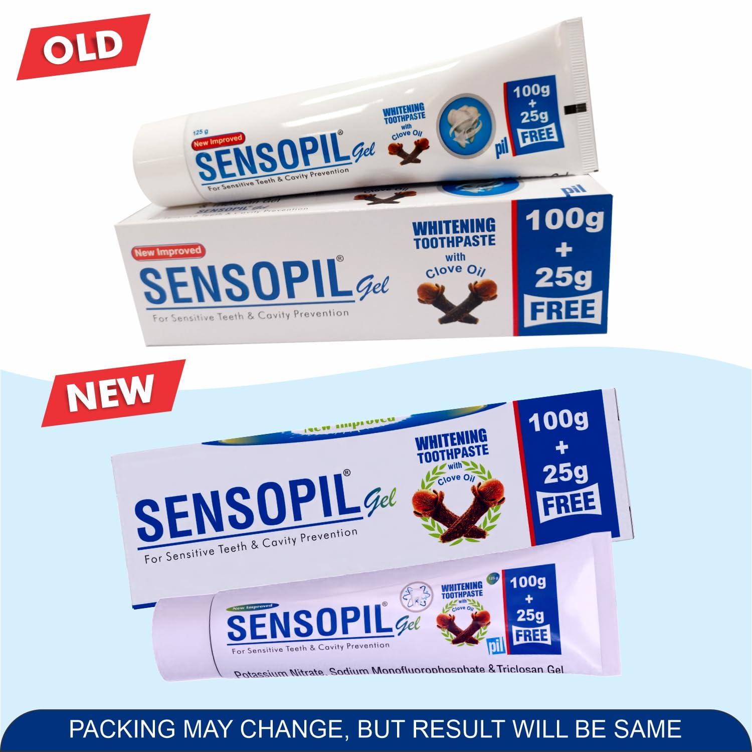 pil Sensopil Gel Whitening Toothpaste With Clove Oil & Dual Action Formula | For Sensitive Teeth & Cavity Prevention- (125g Each) (Pack of 2) | AFR23117