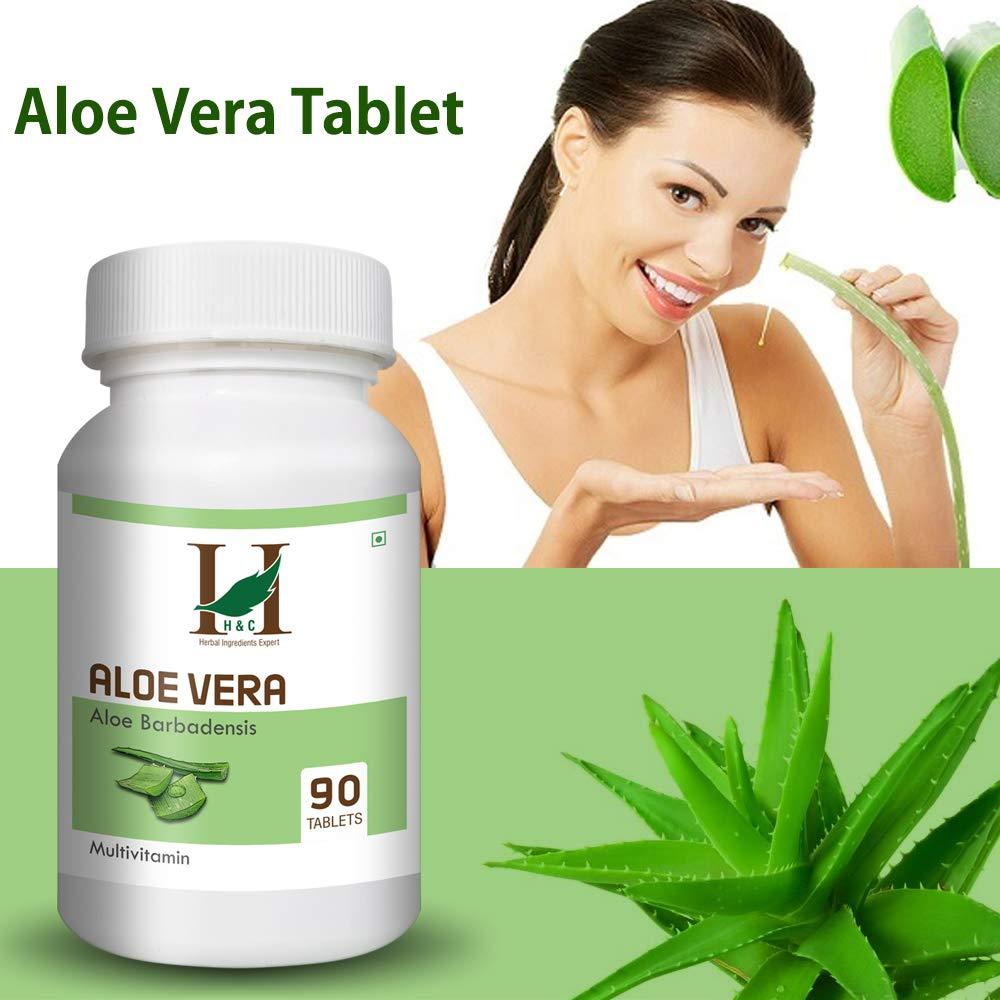 H&C HERBAL INGREDIENTS EXPERT H&C Herbal Ingredients Expert Aloe vera Tablets - 350 mg - Pack 90 Tablets - For All Wellness And Rejuvenation