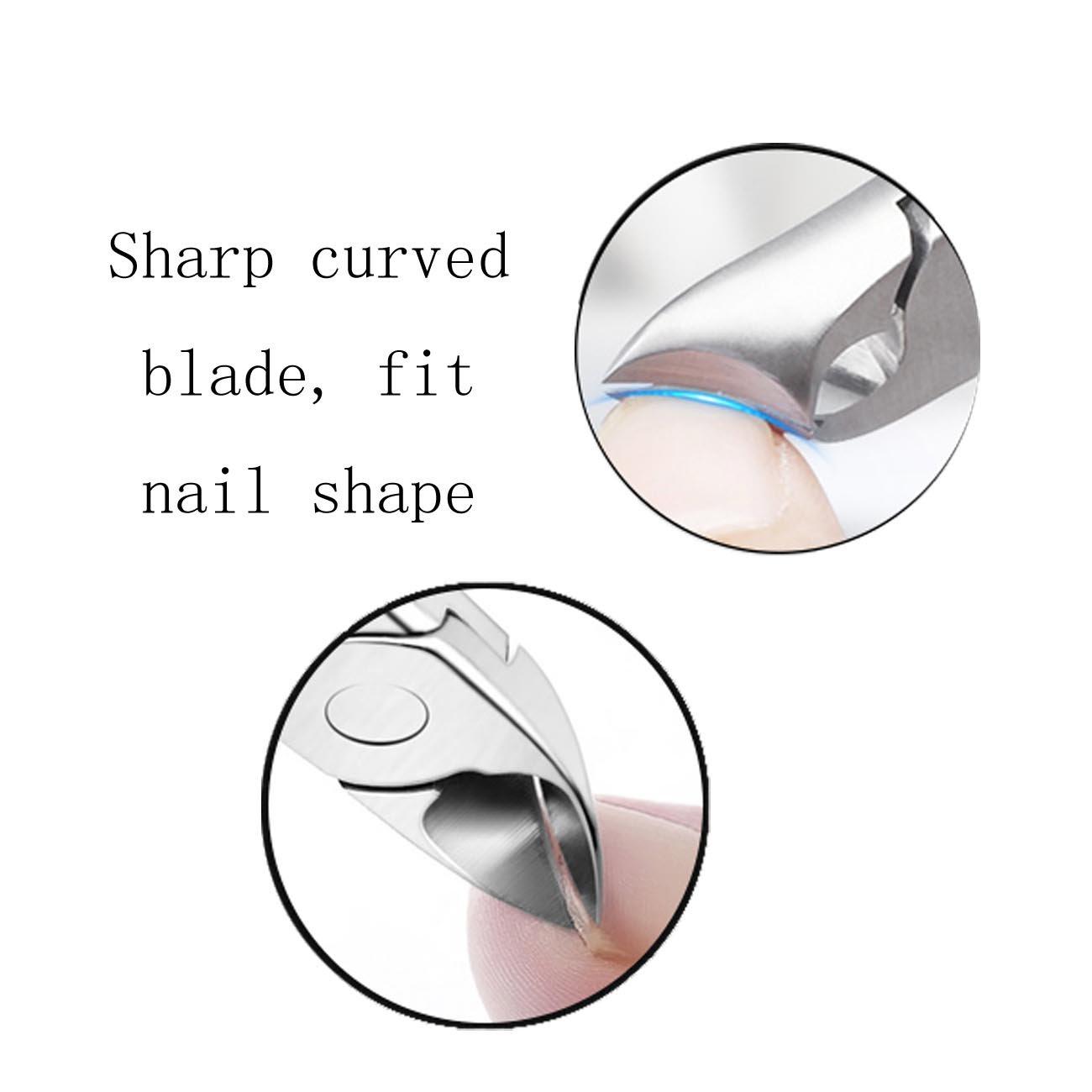 HongLanAo Precision Toenail Clippers for Thick or Ingrown Toenails, Sharp Stainless Steel Nail Cutter, Best Nail Clipper & Pedicure Tool for Seniors (Black/Roud)