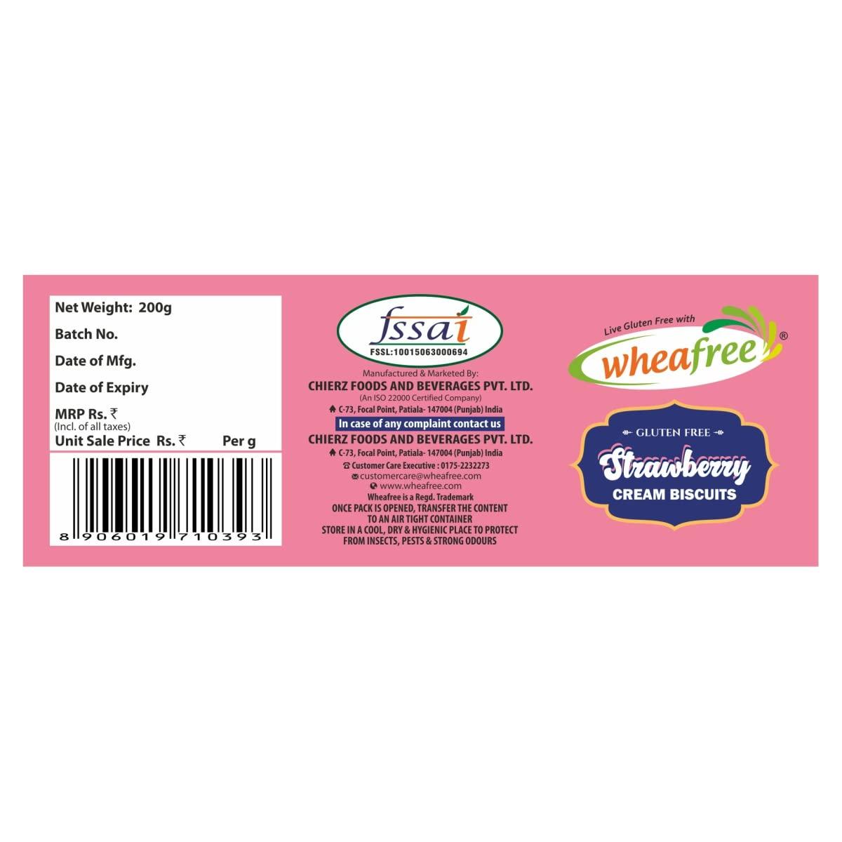 wheafree Wheafree Gluten Free Cream Biscuits Combo 600g (Strawberry, Orange, Coco Vanilla) Certified Gluten Free (Pack of 3 * 200g Each)
