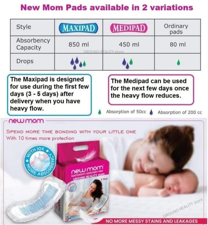 LADY HAWK LADY HAWK (Pregnancy Kit - Set of 15) 13 New Mom Maternity Pads Maxi (850ml) + 2 Pad Fixator Panty for Women. Long Lasting Protection. Premium New Mom Maternity Pads and Pad Fixator