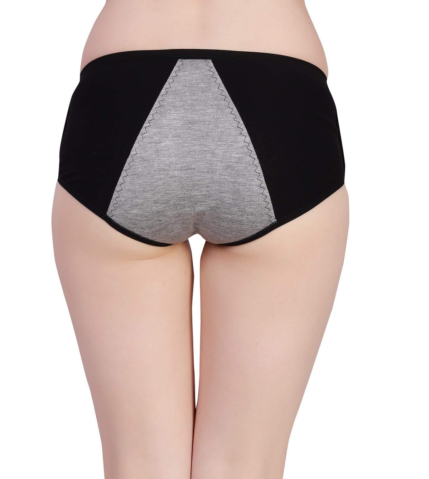 PLUMBURY PLUMBURY Women\'s Cotton Spandex Sanitary Period Panties Postpartum Underwear, Black,Size XL