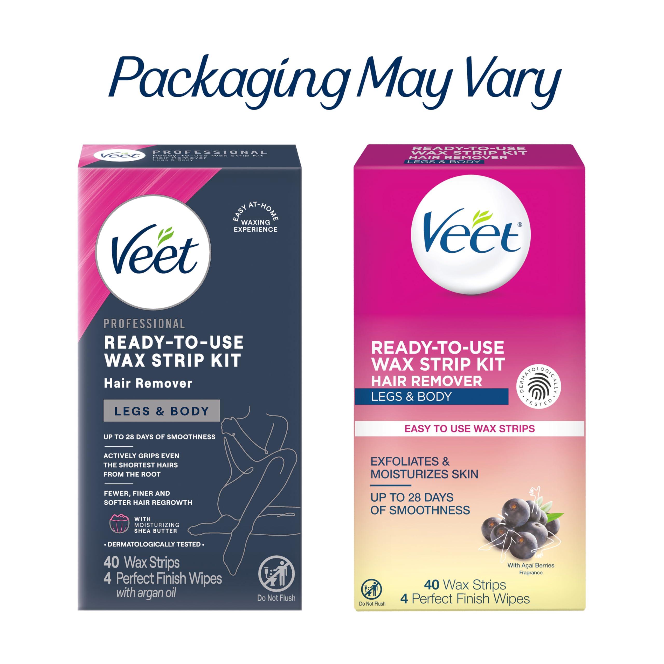 Veet Veet Leg and Body Hair Remover Cold Wax Strips, 40 Count