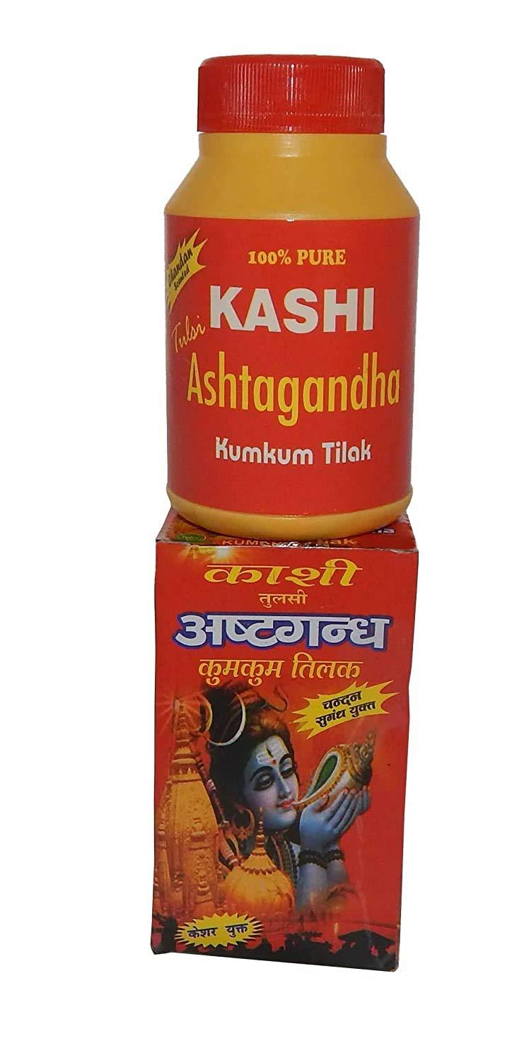 Elysian Elysian Kashi Tulsi Ashtagandha | Kesar Fragnence | Chandan Tilak for God Pooja (Yellow Color 500 Gram) 3Pcs