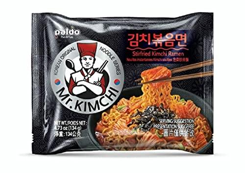 Paldo Paldo Fun & Yum Mr. Kimchi Noodles, Original Korean Ramyun, Stirfried Kimchi Ramen, 134 g (Pack of 8)