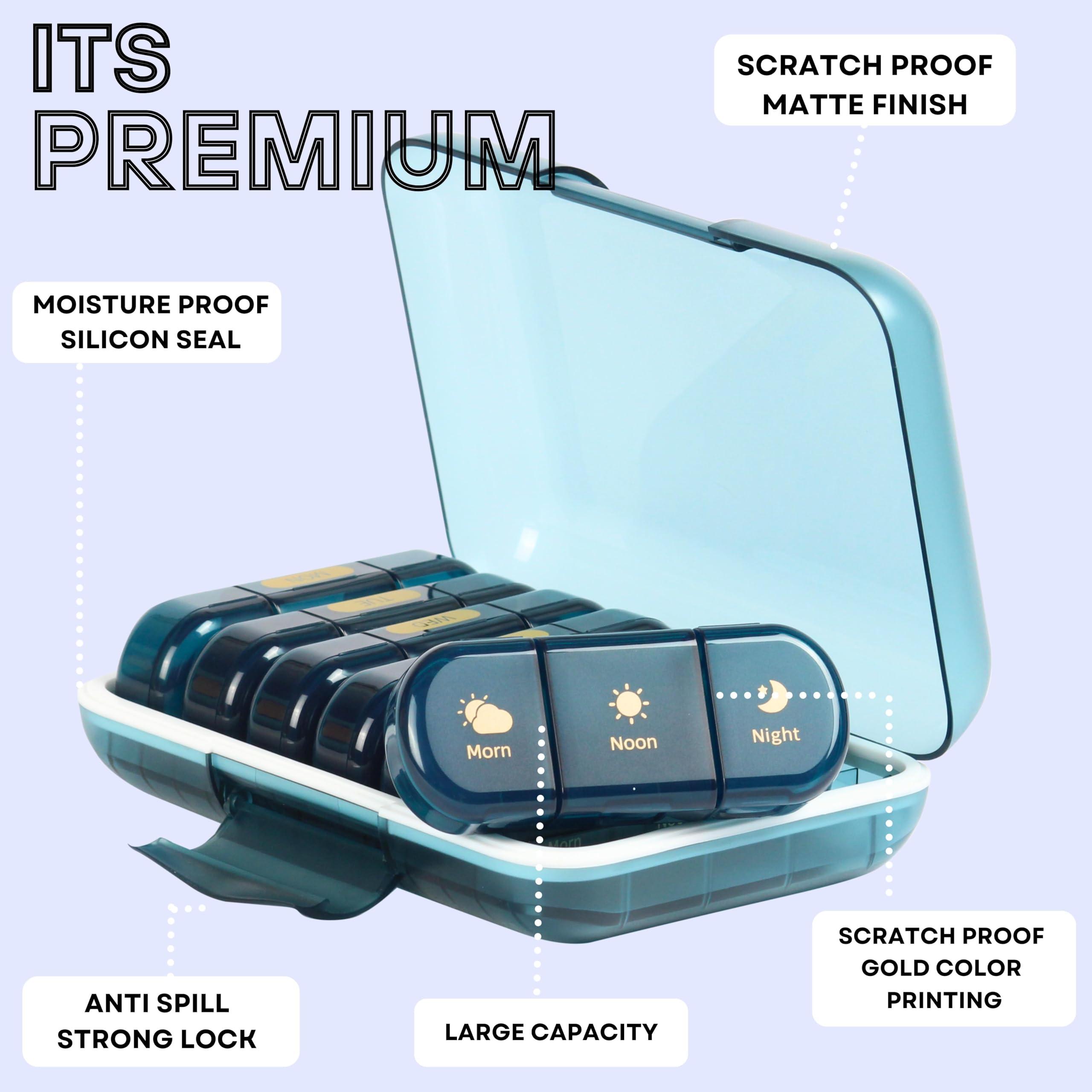 POPCUBE Premium Unbreakable Medicine storage organizer- Waterproof Medicine organizer box- Medicine Box, 7 days Medicine Box For Home-Large Pill Organizer Box Case (Blue-3 Compartment)