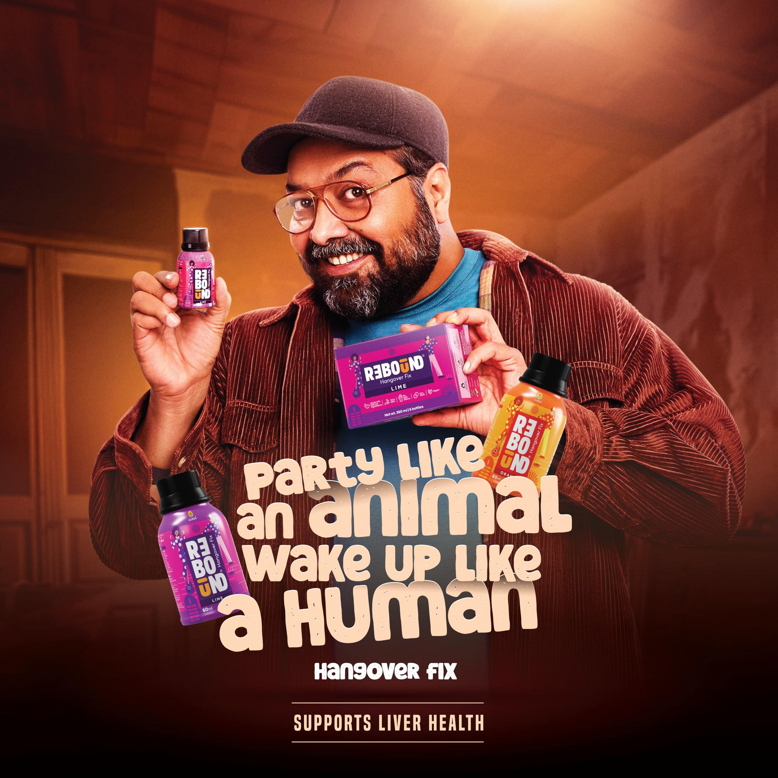 Rebound Rebound Orange Flavor Pack Of 6 - Clinically Proven Anti- Hangover Drink | 100% Safe & Vegan | Made With Natural Ingredients | Hangover Free Wake Up Next Day | Pocket Friendly | No Side Effects